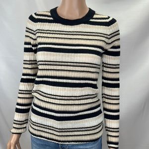 NWT J. Crew 100% Cashmere Striped Pullover Sweater Ribbed SZ S Lightweight Soft